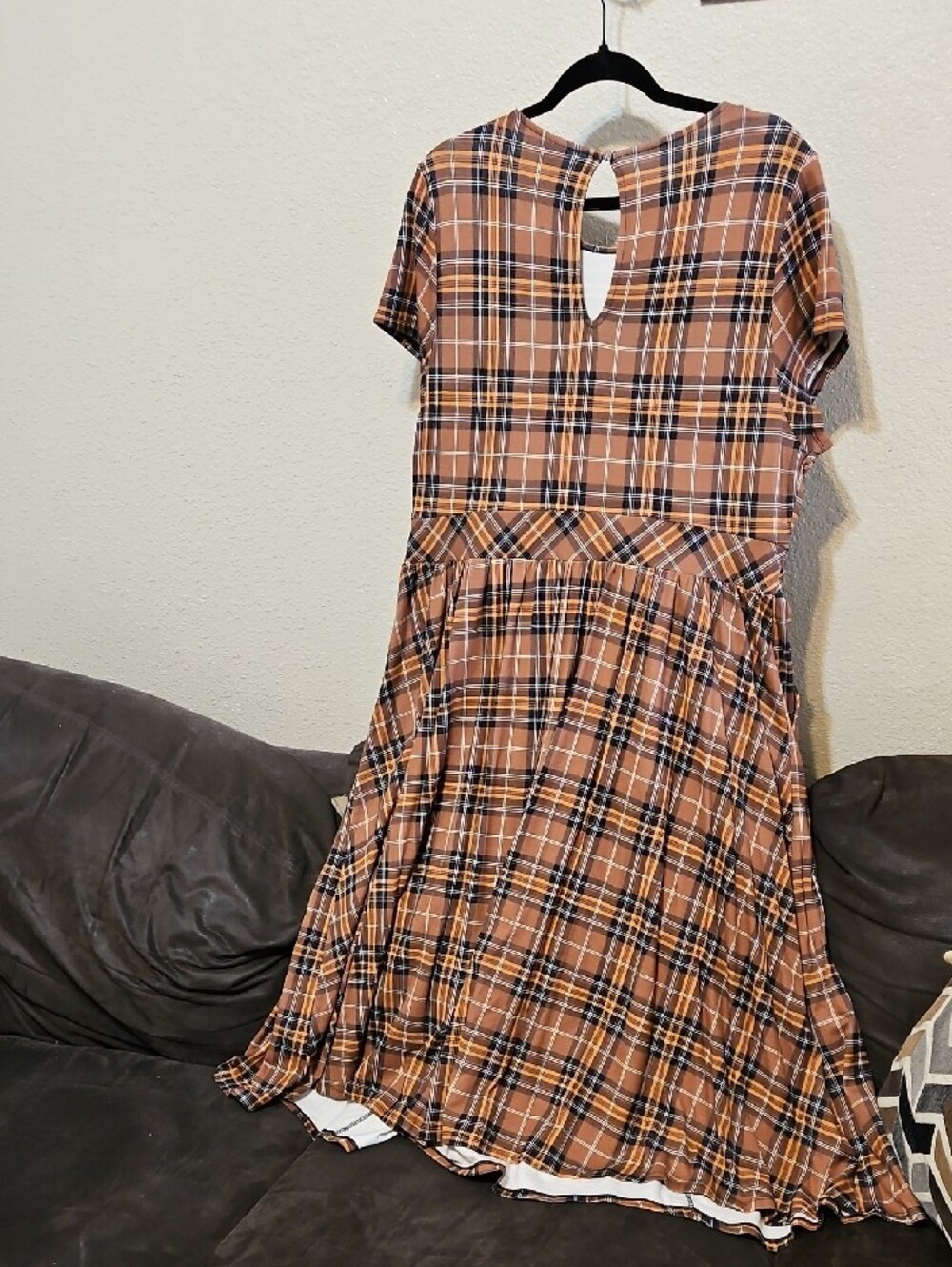 torrid Tan & Black Plaid Fit-and-Flare Midi Dress - Picture 5 of 9